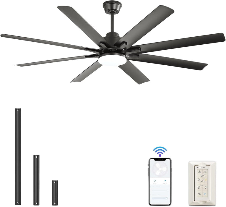52 in. Ceiling Fan with Light Remote and Dimmable LED Light, Modern Farmhouse Natural Wood Ceiling Fan, Glam Ceiling Fan-33-ErisView