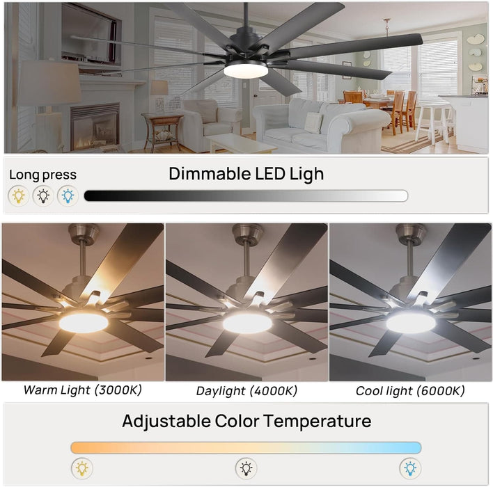 52 in. Ceiling Fan with Light Remote and Dimmable LED Light, Modern Farmhouse Natural Wood Ceiling Fan, Glam Ceiling Fan-36-ErisView