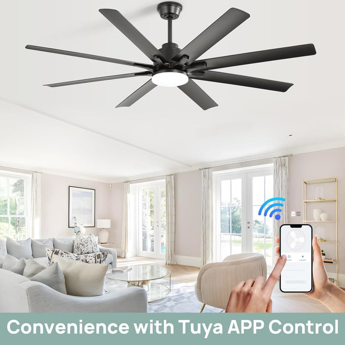 52 in. Ceiling Fan with Light Remote and Dimmable LED Light, Modern Farmhouse Natural Wood Ceiling Fan, Glam Ceiling Fan-37-ErisView
