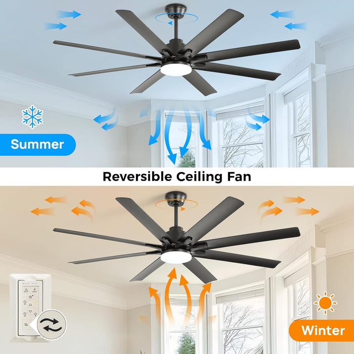 52 in. Ceiling Fan with Light Remote and Dimmable LED Light, Modern Farmhouse Natural Wood Ceiling Fan, Glam Ceiling Fan-40-ErisView