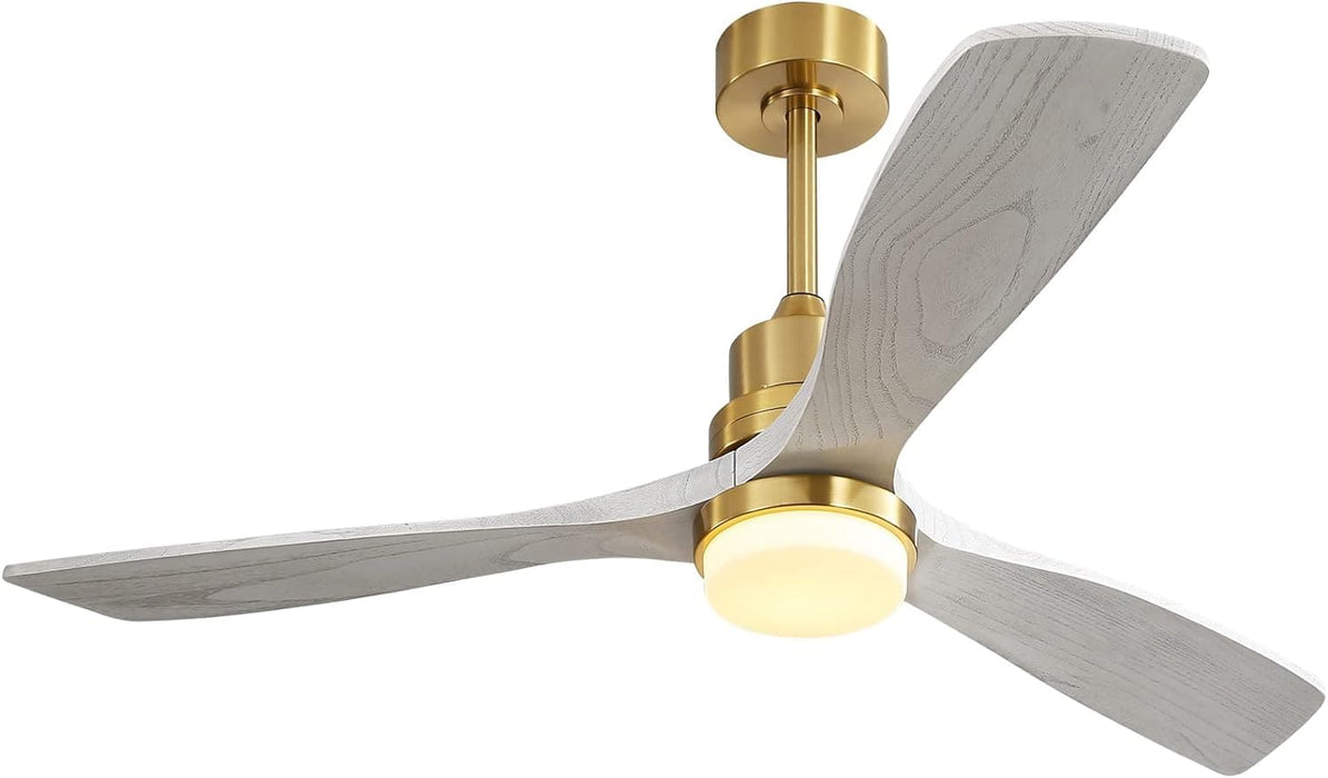 52 in. Ceiling Fan with Light Remote and Dimmable LED Light, Modern Farmhouse Natural Wood Ceiling Fan, Glam Ceiling Fan-42-ErisView