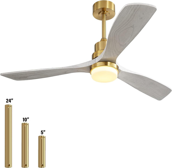 52 in. Ceiling Fan with Light Remote and Dimmable LED Light, Modern Farmhouse Natural Wood Ceiling Fan, Glam Ceiling Fan-49-ErisView