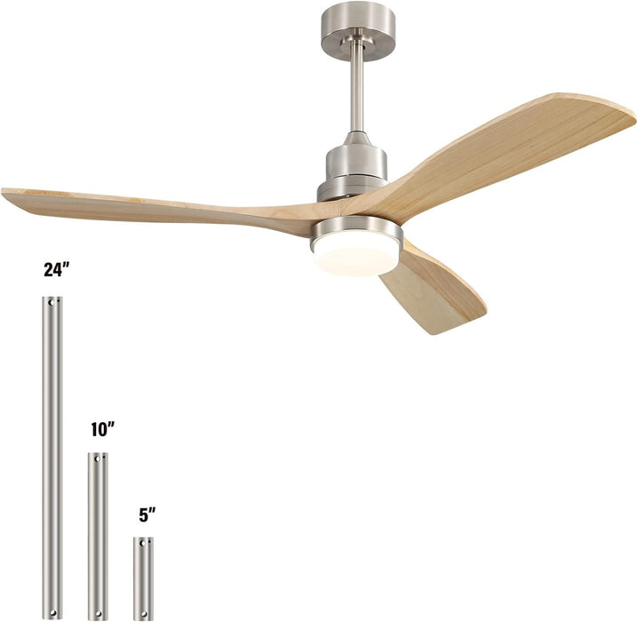 52 in. Ceiling Fan with Light Remote and Dimmable LED Light, Modern Farmhouse Natural Wood Ceiling Fan, Glam Ceiling Fan-8-ErisView
