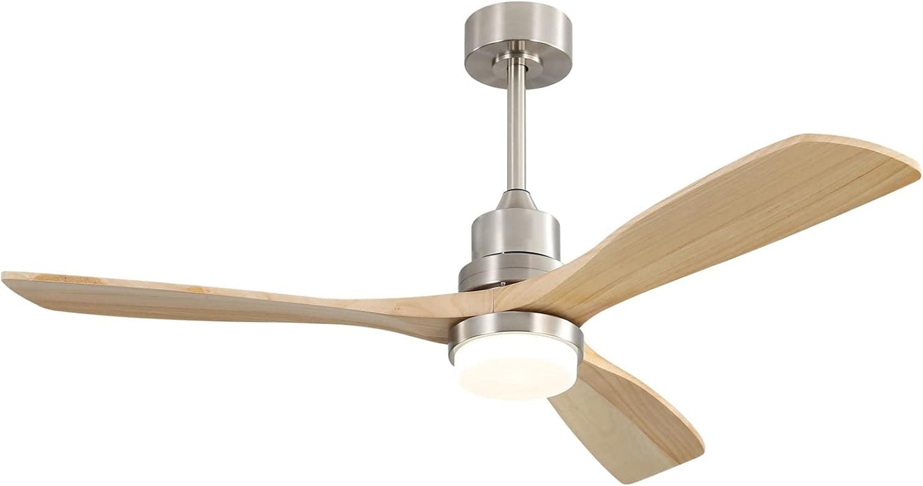 52 in. Ceiling Fan with Light Remote and Dimmable LED Light, Modern Farmhouse Natural Wood Ceiling Fan, Glam Ceiling Fan-1-ErisView
