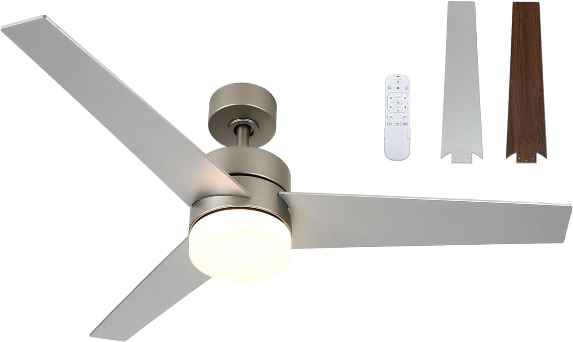 52 in. Ceiling Fan with Light and Remote, 3 Blade Ceiling Fan, Modern Reversible Quiet Ceiling Fans, Bedroom Ceiling Fans, Living Room Ceiling Fan-18-ErisView