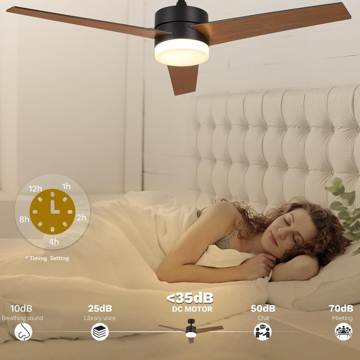 52 in. Ceiling Fan with Light and Remote, 3 Blade Ceiling Fan, Modern Reversible Quiet Ceiling Fans, Bedroom Ceiling Fans, Living Room Ceiling Fan-4-ErisView