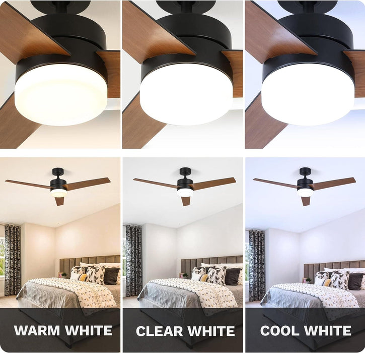 52 in. Ceiling Fan with Light and Remote, 3 Blade Ceiling Fan, Modern Reversible Quiet Ceiling Fans, Bedroom Ceiling Fans, Living Room Ceiling Fan-5-ErisView