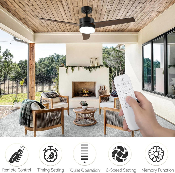 52 in. Ceiling Fan with Light and Remote, 3 Blade Ceiling Fan, Modern Reversible Quiet Ceiling Fans, Bedroom Ceiling Fans, Living Room Ceiling Fan-7-ErisView