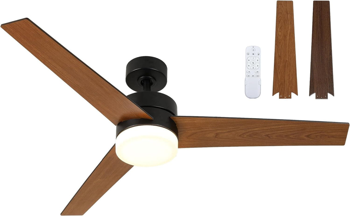 52 in. Ceiling Fan with Light and Remote, 3 Blade Ceiling Fan, Modern Reversible Quiet Ceiling Fans, Bedroom Ceiling Fans, Living Room Ceiling Fan-9-ErisView