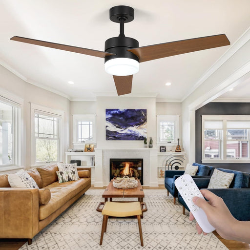 52 in. Ceiling Fan with Light and Remote, 3 Blade Ceiling Fan, Modern Reversible Quiet Ceiling Fans, Bedroom Ceiling Fans, Living Room Ceiling Fan-1-ErisView