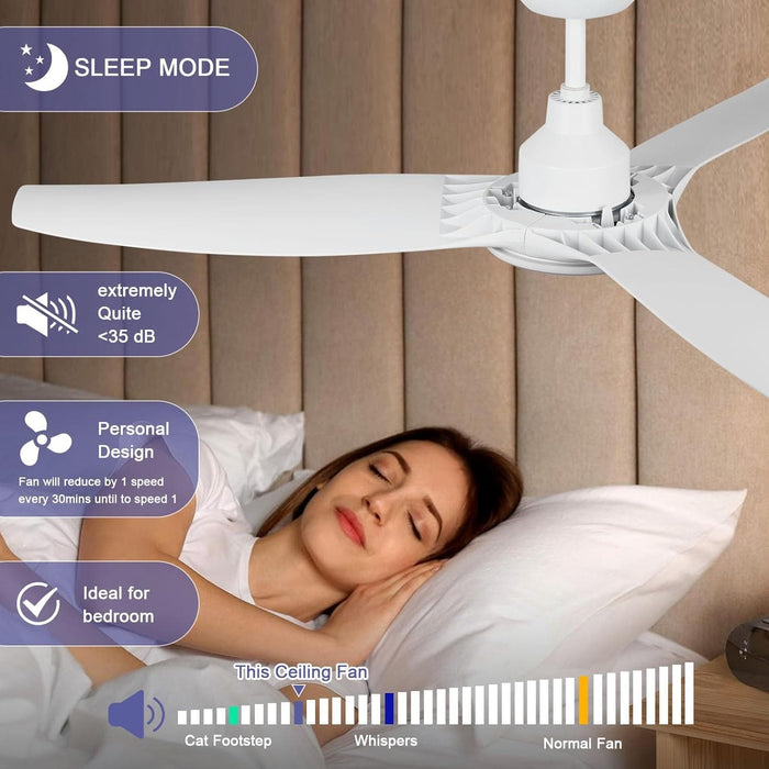 52 in. Ceiling Fan with Light and Remote, 3 Blade Low Noise Ceiling Fan, Indoor Modern Fan for Bedroom Living Room, Outdoor Patio Fans-11-ErisView