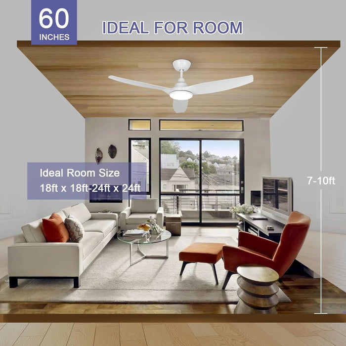 52 in. Ceiling Fan with Light and Remote, 3 Blade Low Noise Ceiling Fan, Indoor Modern Fan for Bedroom Living Room, Outdoor Patio Fans-13-ErisView