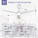 52 in. Ceiling Fan with Light and Remote, 3 Blade Low Noise Ceiling Fan, Indoor Modern Fan for Bedroom Living Room, Outdoor Patio Fans-14-ErisView