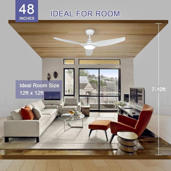 52 in. Ceiling Fan with Light and Remote, 3 Blade Low Noise Ceiling Fan, Indoor Modern Fan for Bedroom Living Room, Outdoor Patio Fans-16-ErisView