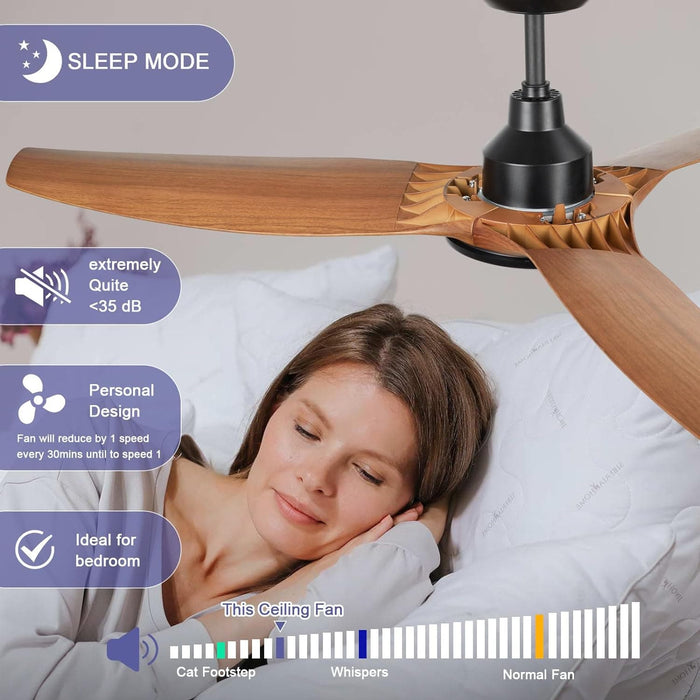 52 in. Ceiling Fan with Light and Remote, 3 Blade Low Noise Ceiling Fan, Indoor Modern Fan for Bedroom Living Room, Outdoor Patio Fans-4-ErisView