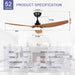 52 in. Ceiling Fan with Light and Remote, 3 Blade Low Noise Ceiling Fan, Indoor Modern Fan for Bedroom Living Room, Outdoor Patio Fans-6-ErisView