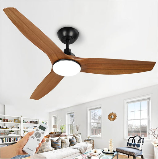 52 in. Ceiling Fan with Light and Remote, 3 Blade Low Noise Ceiling Fan, Indoor Modern Fan for Bedroom Living Room, Outdoor Patio Fans-1-ErisView
