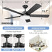 52 in. Ceiling Fan with Light and Remote, Bedroom Ceiling Fans with Lights, Farmhouse Modern Black Ceiling Fan with Light for Living Room Bedroom-5-ErisView