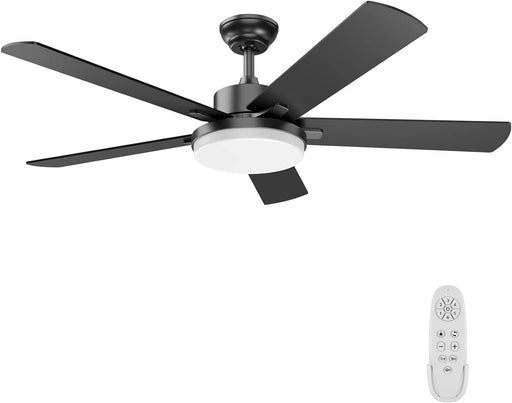 52 in. Ceiling Fan with Light and Remote, Bedroom Ceiling Fans with Lights, Farmhouse Modern Black Ceiling Fan with Light for Living Room Bedroom-1-ErisView