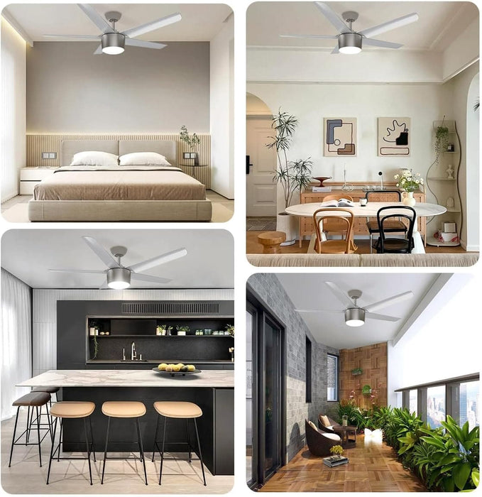 52 in. Ceiling Fan with Light and Remote, Ceiling Fan Winter Summer, Brushed Nickel Ceiling Fan for Living Room, Outdoor Fans for Porch Patio Garage -7-ErisView