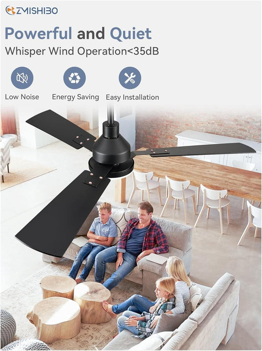 52 in. Ceiling Fan with Light and Remote Control, Indoor and Outdoor LED Ceiling Fan and Light, Farmhouse Walnut Reversible Modern Ceiling Fan -12-ErisView