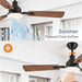 52 in. Ceiling Fan with Light and Remote Control, Indoor and Outdoor LED Ceiling Fan and Light, Farmhouse Walnut Reversible Modern Ceiling Fan -14-ErisView