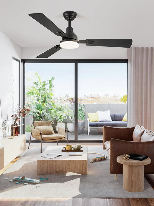52 in. Ceiling Fan with Light and Remote Control, Indoor and Outdoor LED Ceiling Fan and Light, Farmhouse Walnut Reversible Modern Ceiling Fan -15-ErisView