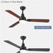 52 in. Ceiling Fan with Light and Remote Control, Indoor and Outdoor LED Ceiling Fan and Light, Farmhouse Walnut Reversible Modern Ceiling Fan -3-ErisView