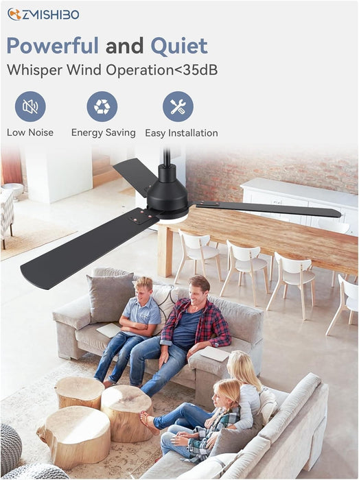 52 in. Ceiling Fan with Light and Remote Control, Indoor and Outdoor LED Ceiling Fan and Light, Farmhouse Walnut Reversible Modern Ceiling Fan -4-ErisView
