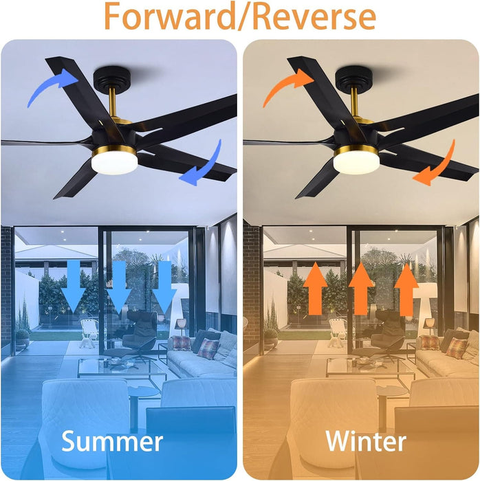 52 in. Ceiling Fan with Light and Remote Control, Modern Black Chandelier LED Ceiling Fan for Bedroom Living Room-4-ErisView