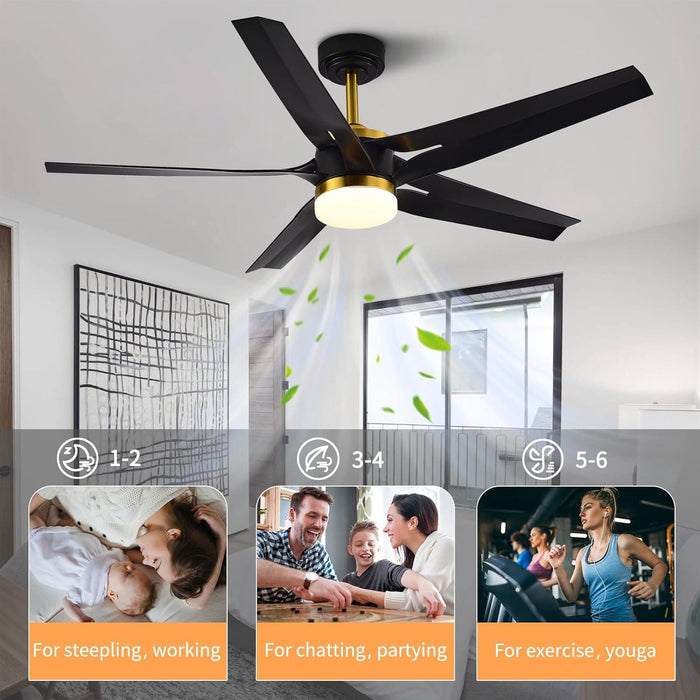 52 in. Ceiling Fan with Light and Remote Control, Modern Black Chandelier LED Ceiling Fan for Bedroom Living Room-5-ErisView