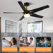 52 in. Ceiling Fan with Light and Remote Control, Modern Black Chandelier LED Ceiling Fan for Bedroom Living Room-5-ErisView