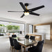 52 in. Ceiling Fan with Light and Remote Control, Modern Black Chandelier LED Ceiling Fan for Bedroom Living Room-6-ErisView