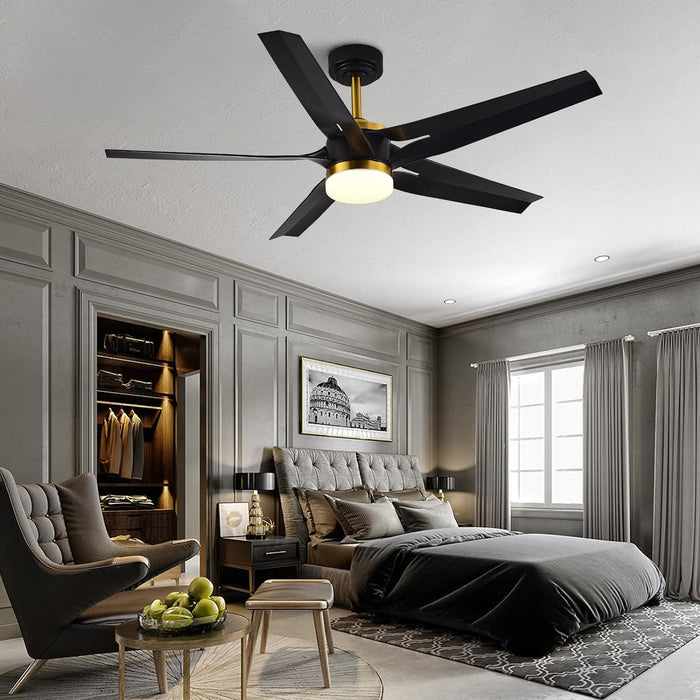 52 in. Ceiling Fan with Light and Remote Control, Modern Black Chandelier LED Ceiling Fan for Bedroom Living Room-8-ErisView