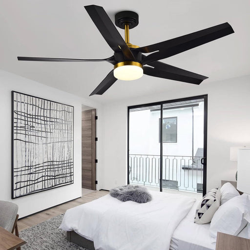52 in. Ceiling Fan with Light and Remote Control, Modern Black Chandelier LED Ceiling Fan for Bedroom Living Room-1-ErisView