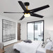 52 in. Ceiling Fan with Light and Remote Control, Modern Black Chandelier LED Ceiling Fan for Bedroom Living Room-1-ErisView