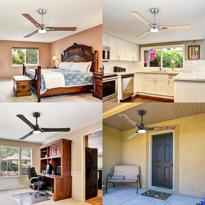 52 in. Ceiling Fan with Light and Remote Control, Modern Reversible Quietest Fan For Sleeping -7-ErisView