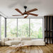 52 in. Ceiling Fan with Light and Remote, Dimmable LED Ceiling Fan with 5 Solid Walnut Wood Blades, Modern Indoor Outdoor Reversible Quiet Ceiling Fans-2-ErisView