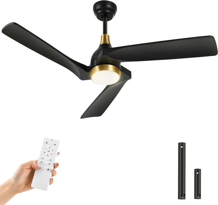 52 in. Ceiling Fan with Light and Remote, Dimmable LED Ceiling Fan with 5 Solid Walnut Wood Blades, Modern Indoor Outdoor Reversible Quiet Ceiling Fans-8-ErisView