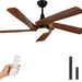 52 in. Ceiling Fan with Light and Remote, Dimmable LED Ceiling Fan with 5 Solid Walnut Wood Blades, Modern Indoor Outdoor Reversible Quiet Ceiling Fans-1-ErisView
