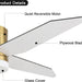 52 in. Ceiling Fan with Light and Remote, Gold Flush Mount Low Profile Ceiling Fan and Light, Quiet Ceiling Fan Summer Winter for Bedroom Living Room-3-ErisView