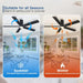 52 in. Ceiling Fan with Light and Remote, Indoor Black Flush Mount Ceiling Fan, Reversible Dimmable Quiet Ceiling Fans for Bedroom Living Room-5-ErisView