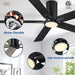 52 in. Ceiling Fan with Light and Remote, Indoor Black Flush Mount Ceiling Fan, Reversible Dimmable Quiet Ceiling Fans for Bedroom Living Room-6-ErisView