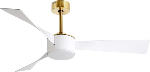 52 in. Ceiling Fan with Light and Remote, Indoor Modern Reversible DC Ceiling Fan, 3 Blade White Gold Ceiling Fan for Bedroom Living Room Dining Room-1-ErisView