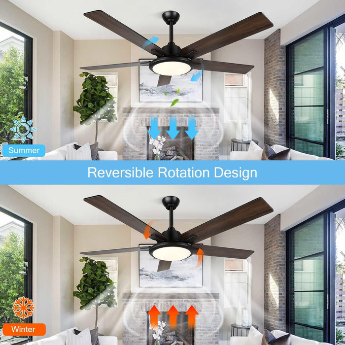 52 in. Ceiling Fan with Light and Remote, Modern Indoor Ceiling Fans for Bedroom Living Room Fan, Outdoor Fan for Patio-4-ErisView