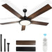 52 in. Ceiling Fan with Light and Remote, Modern Indoor Ceiling Fans for Bedroom Living Room Fan, Outdoor Fan for Patio-1-ErisView