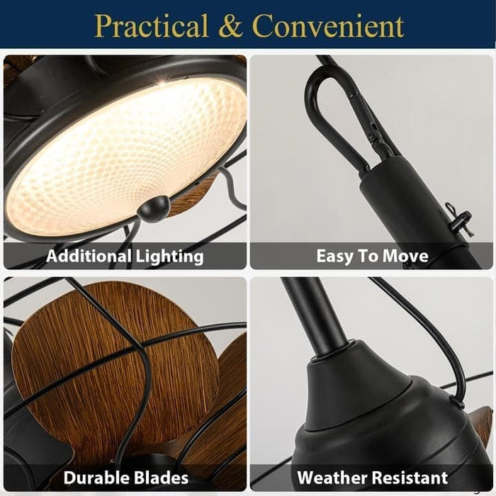 52 in. Ceiling Fan with Light and Remote, Waterproof Outdoor Fan for Patio Gazebo Backyards, Wet Rated Quiet Modern Outdoor Ceiling Fan-13-ErisView