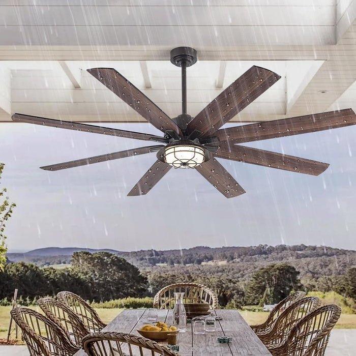 52 in. Ceiling Fan with Light and Remote, Waterproof Outdoor Fan for Patio Gazebo Backyards, Wet Rated Quiet Modern Outdoor Ceiling Fan-15-ErisView