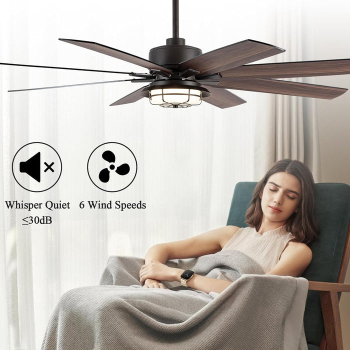 52 in. Ceiling Fan with Light and Remote, Waterproof Outdoor Fan for Patio Gazebo Backyards, Wet Rated Quiet Modern Outdoor Ceiling Fan-19-ErisView