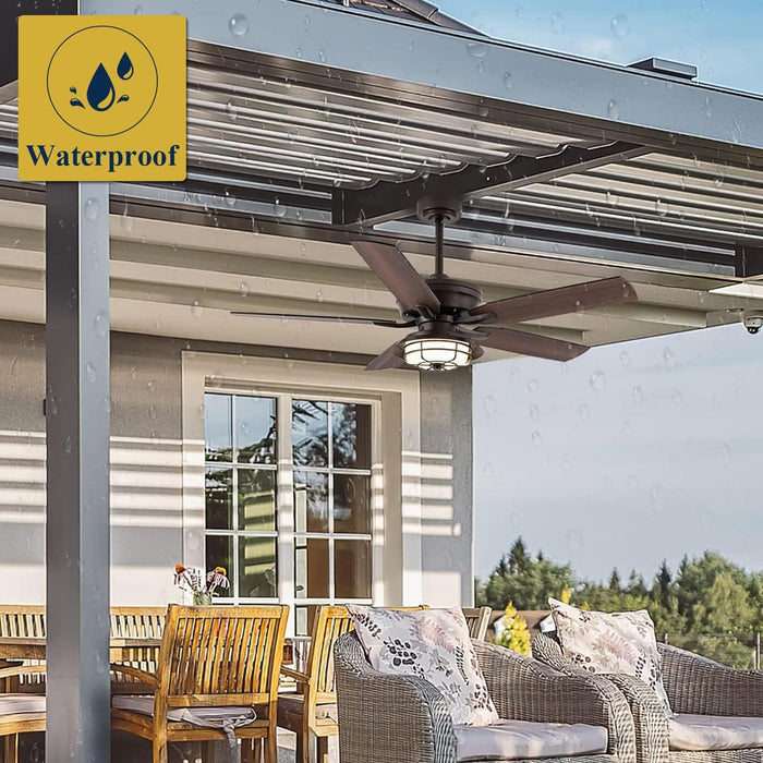 52 in. Ceiling Fan with Light and Remote, Waterproof Outdoor Fan for Patio Gazebo Backyards, Wet Rated Quiet Modern Outdoor Ceiling Fan-2-ErisView